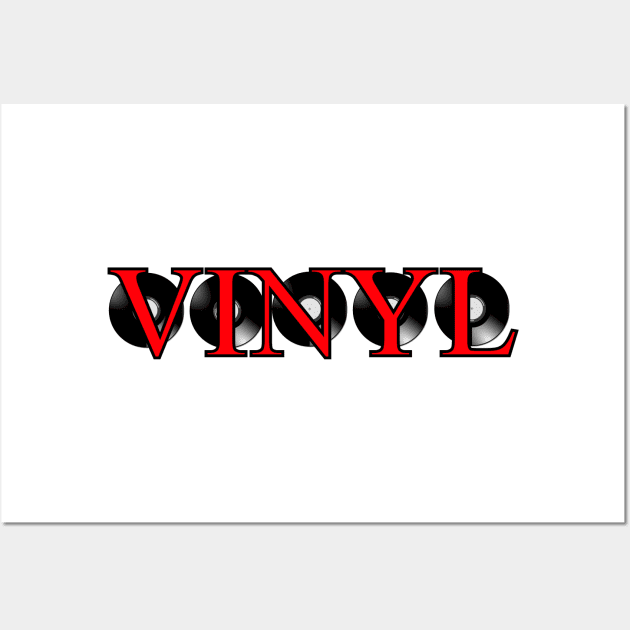 Retro Vintage Vinyl Record Red Typography Wall Art by SartorisArt1